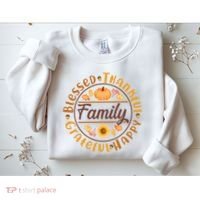 Thanksgiving Family Blessed Thankful Grateful Happy Emblem Sweatshirt thumb 2