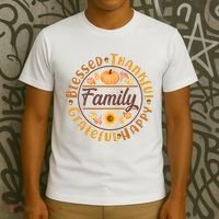 Thanksgiving Family Blessed Thankful Grateful Happy Emblem T-Shirt thumb 3