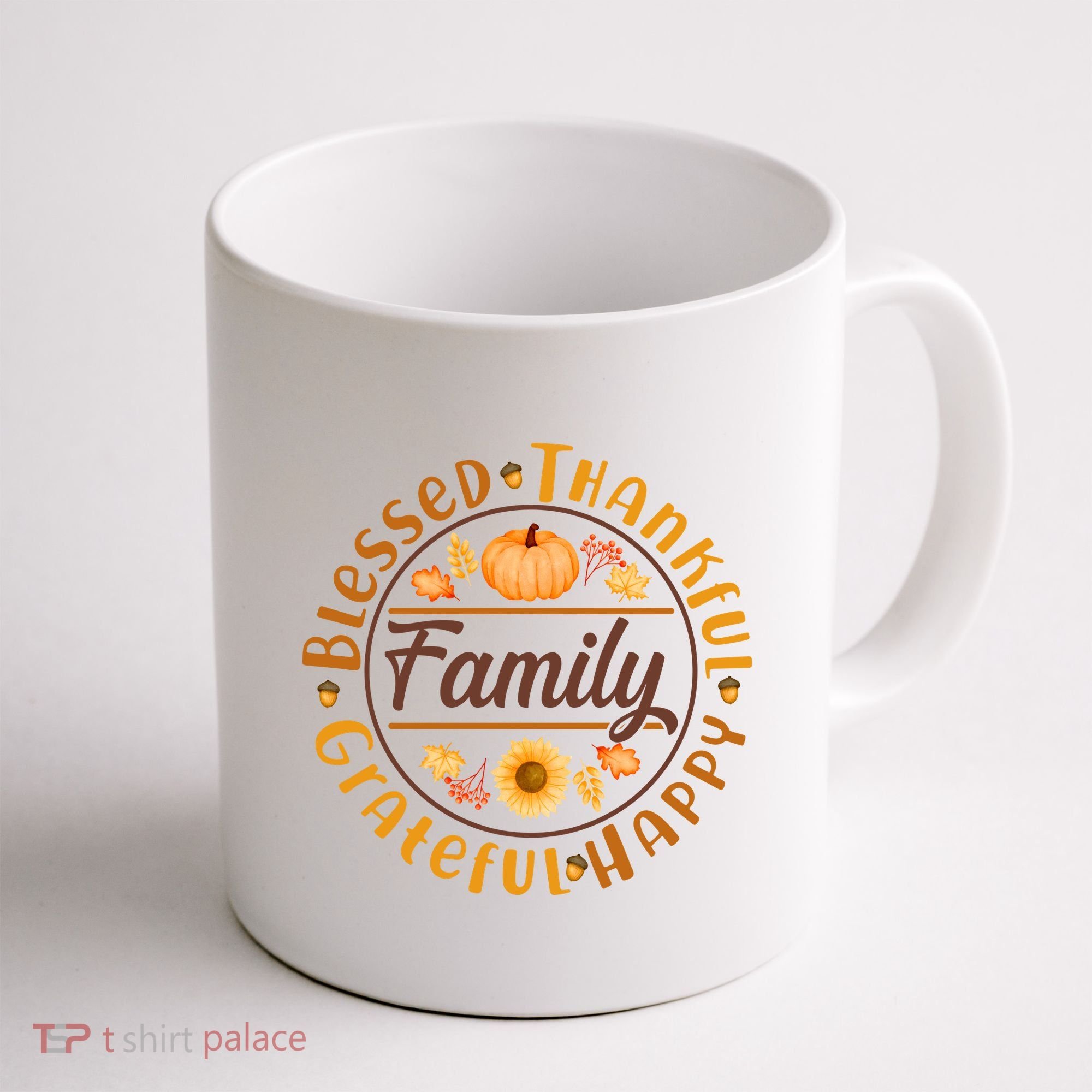 Thanksgiving Family Blessed Thankful Grateful Happy Emblem Coffee Mug