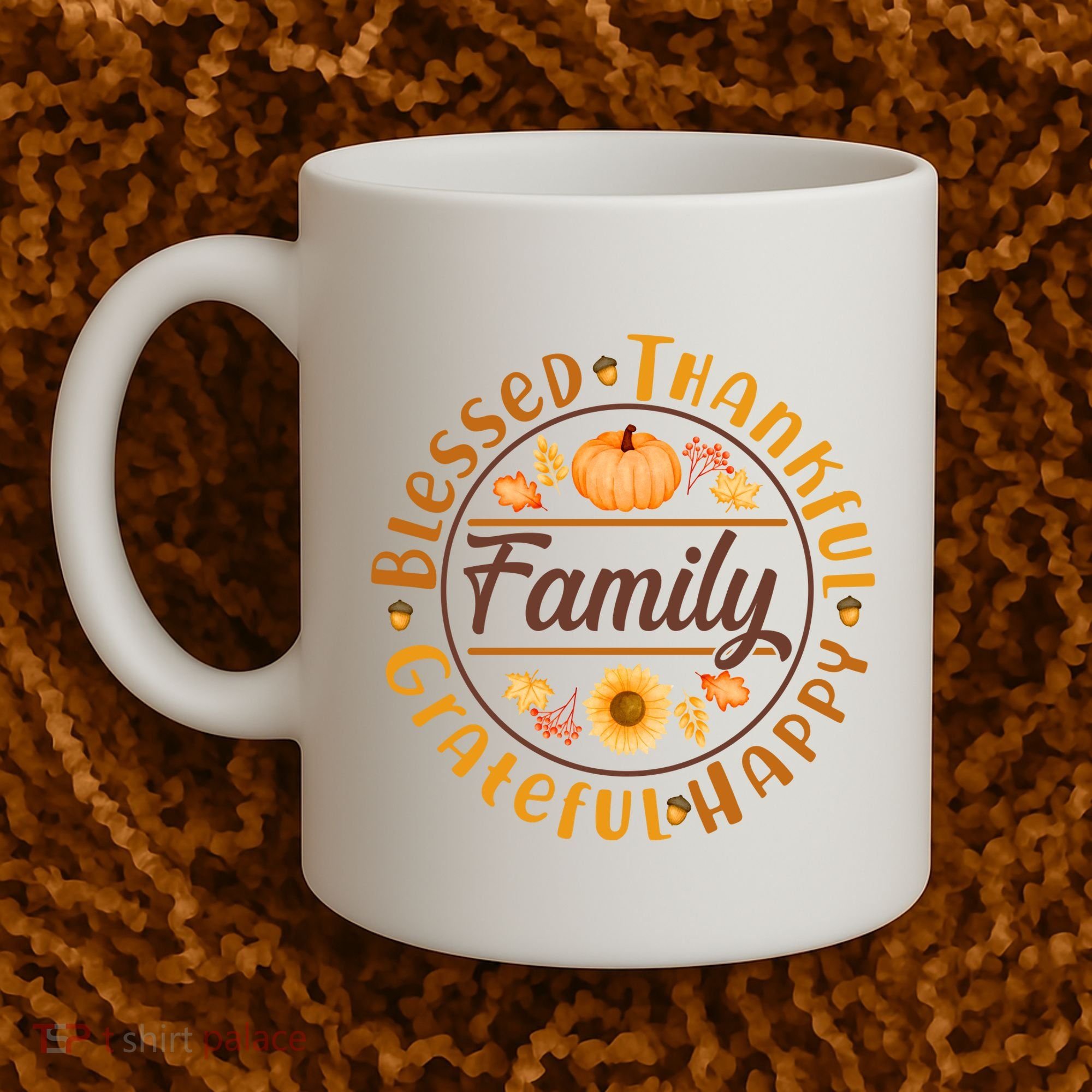 Thanksgiving Family Blessed Thankful Grateful Happy Emblem Coffee Mug