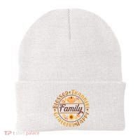 Thanksgiving Family Blessed Thankful Grateful Happy Emblem Beanie thumb 0