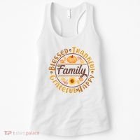 Thanksgiving Family Blessed Thankful Grateful Happy Emblem Women's Tank Top thumb 0