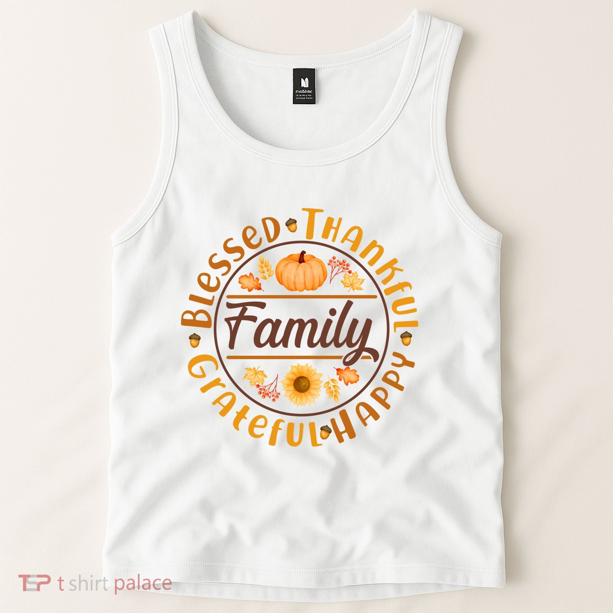 Thanksgiving Family Blessed Thankful Grateful Happy Emblem Tank Top