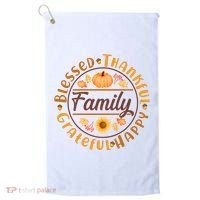 Thanksgiving Family Blessed Thankful Grateful Happy Emblem Golf Towel thumb 0