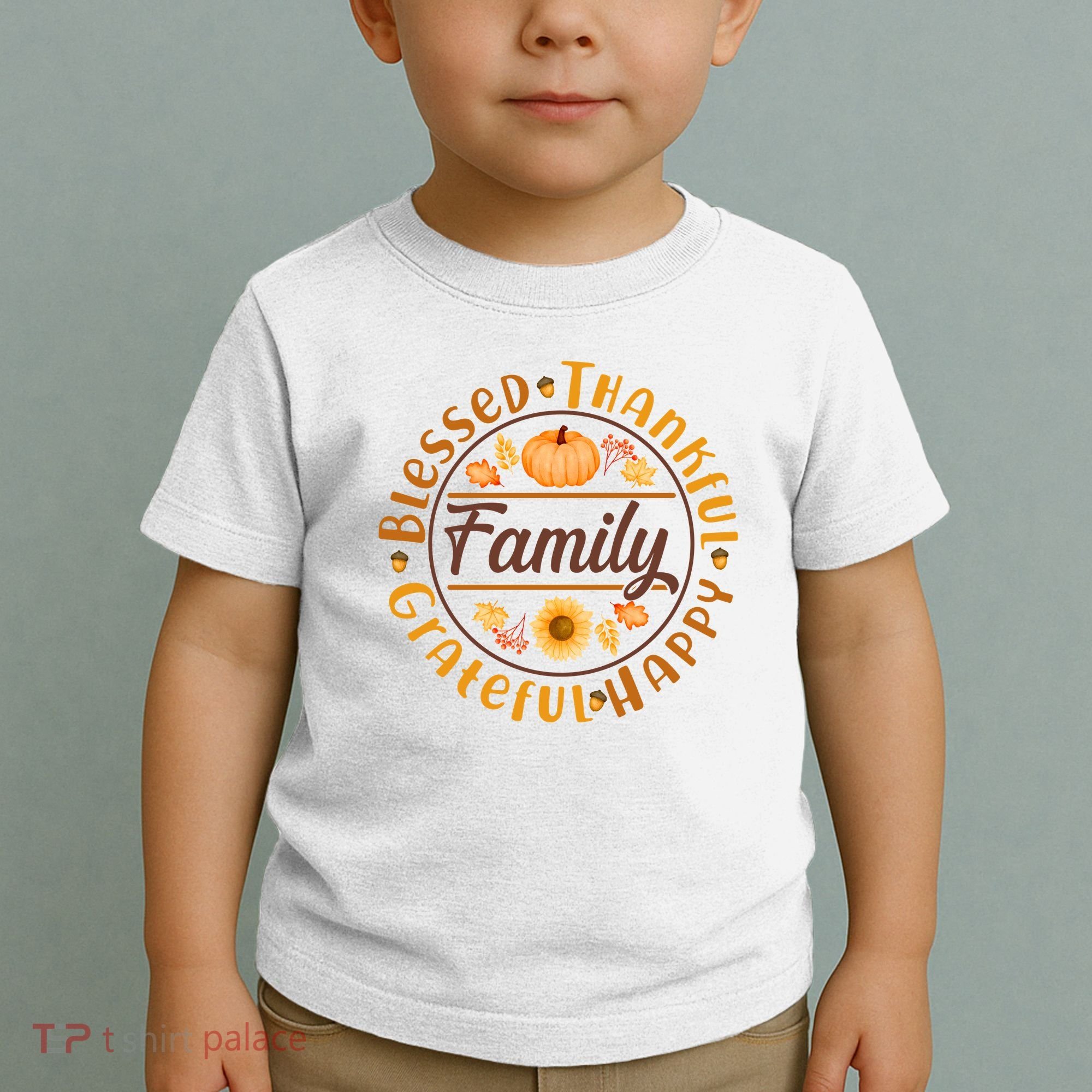 Thanksgiving Family Blessed Thankful Grateful Happy Emblem Toddler T-Shirt