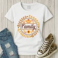 Thanksgiving Family Blessed Thankful Grateful Happy Emblem Women's T-Shirt thumb 3