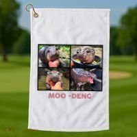 The Famous Baby Pigmy Hippo Moodeng Golf Towel thumb 1