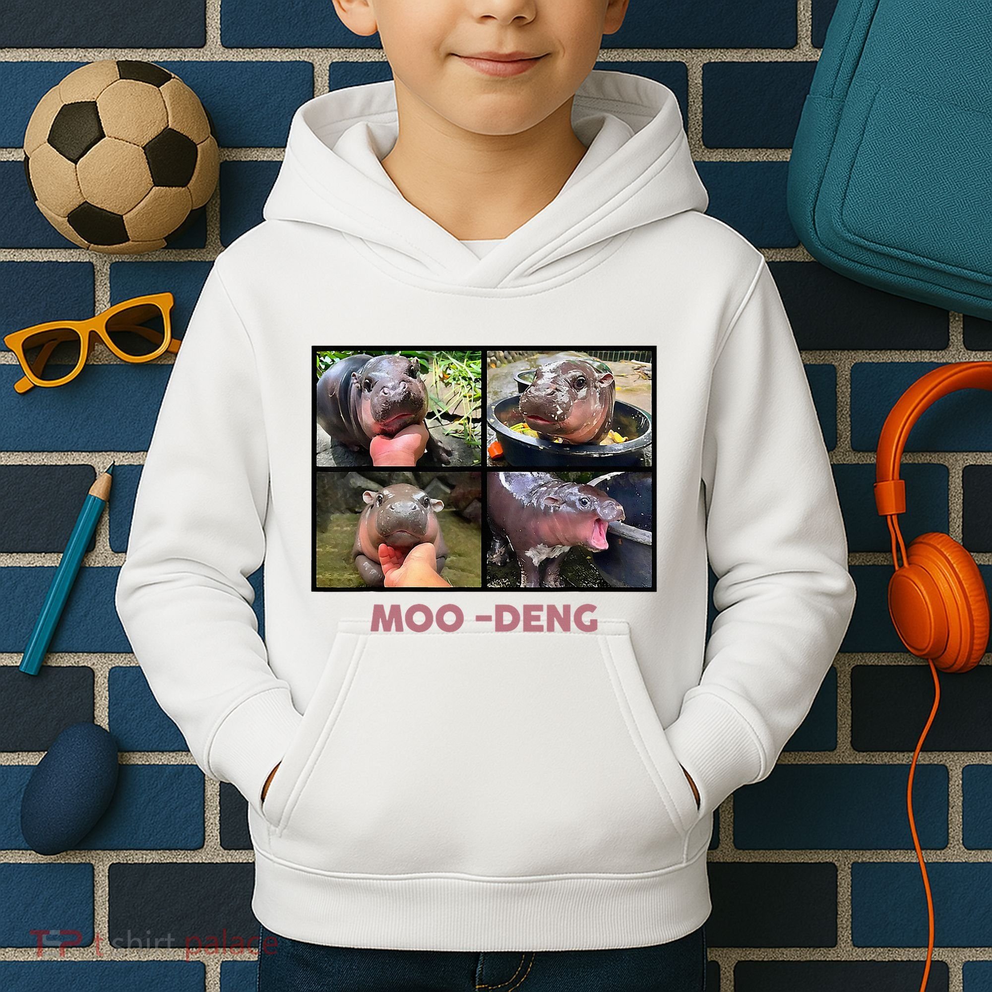 The Famous Baby Pigmy Hippo Moodeng Kids Hoodie
