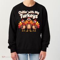Thanksgiving Family Chillin With My Turkeys Women's Sweatshirt thumb 0