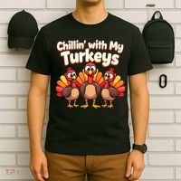 Thanksgiving Family Chillin With My Turkeys T-Shirt thumb 6