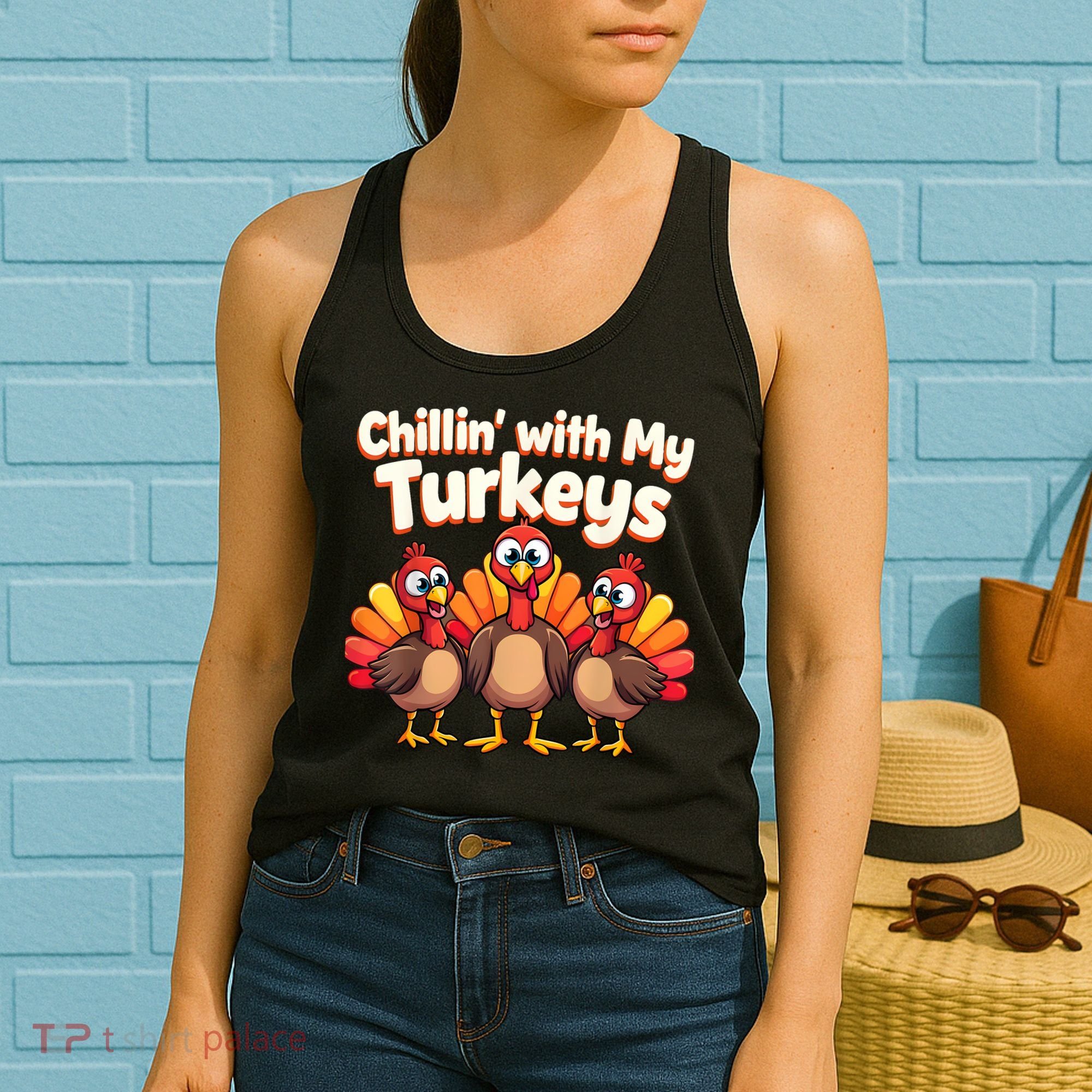 Thanksgiving Family Chillin With My Turkeys Women's Tank Top