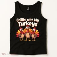 Thanksgiving Family Chillin With My Turkeys Tank Top thumb 2