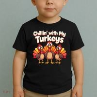 Thanksgiving Family Chillin With My Turkeys Toddler T-Shirt thumb 2