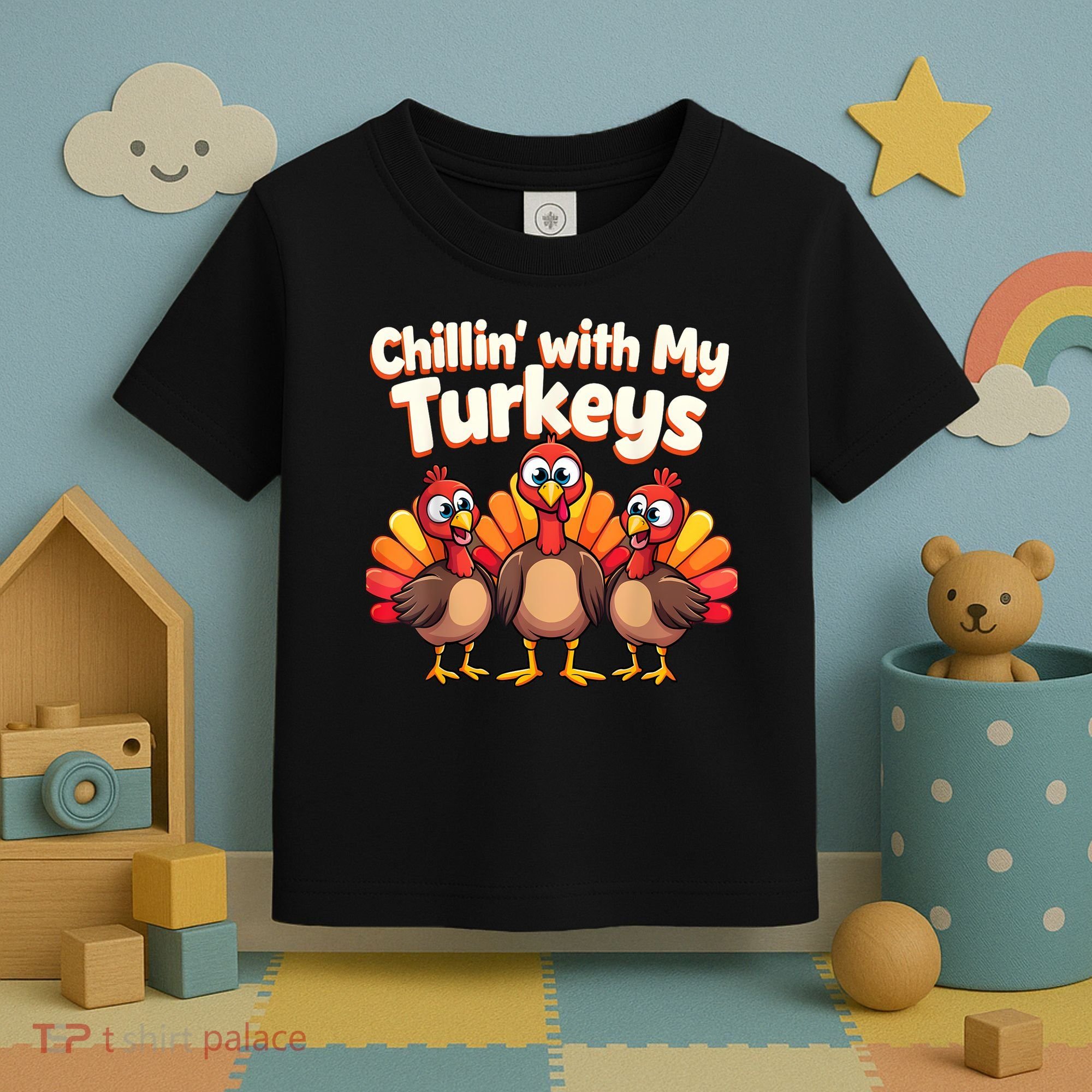 Thanksgiving Family Chillin With My Turkeys Toddler T-Shirt