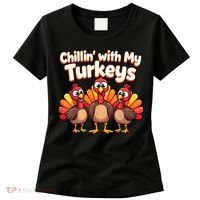 Thanksgiving Family Chillin With My Turkeys Women's T-Shirt thumb 0