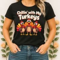 Thanksgiving Family Chillin With My Turkeys Women's T-Shirt thumb 2