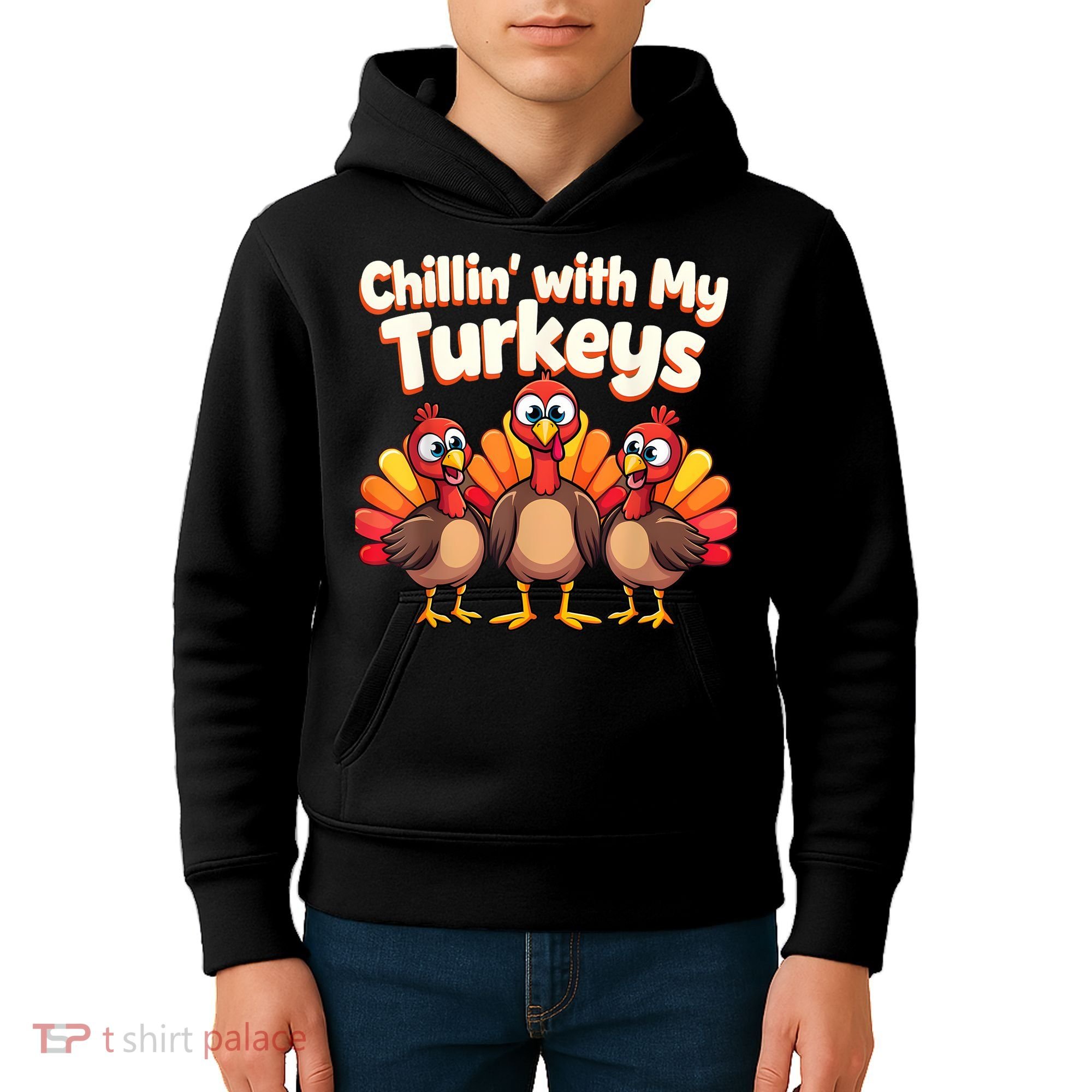 Thanksgiving Family Chillin With My Turkeys Kids Hoodie