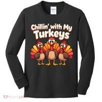 Thanksgiving Family Chillin With My Turkeys Kids Long Sleeve Shirt thumb 0