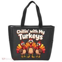 Thanksgiving Family Chillin With My Turkeys Tote Bag thumb 0