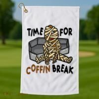 Time For Coffin Break Zombie Funny Golf Towel thumb 1
