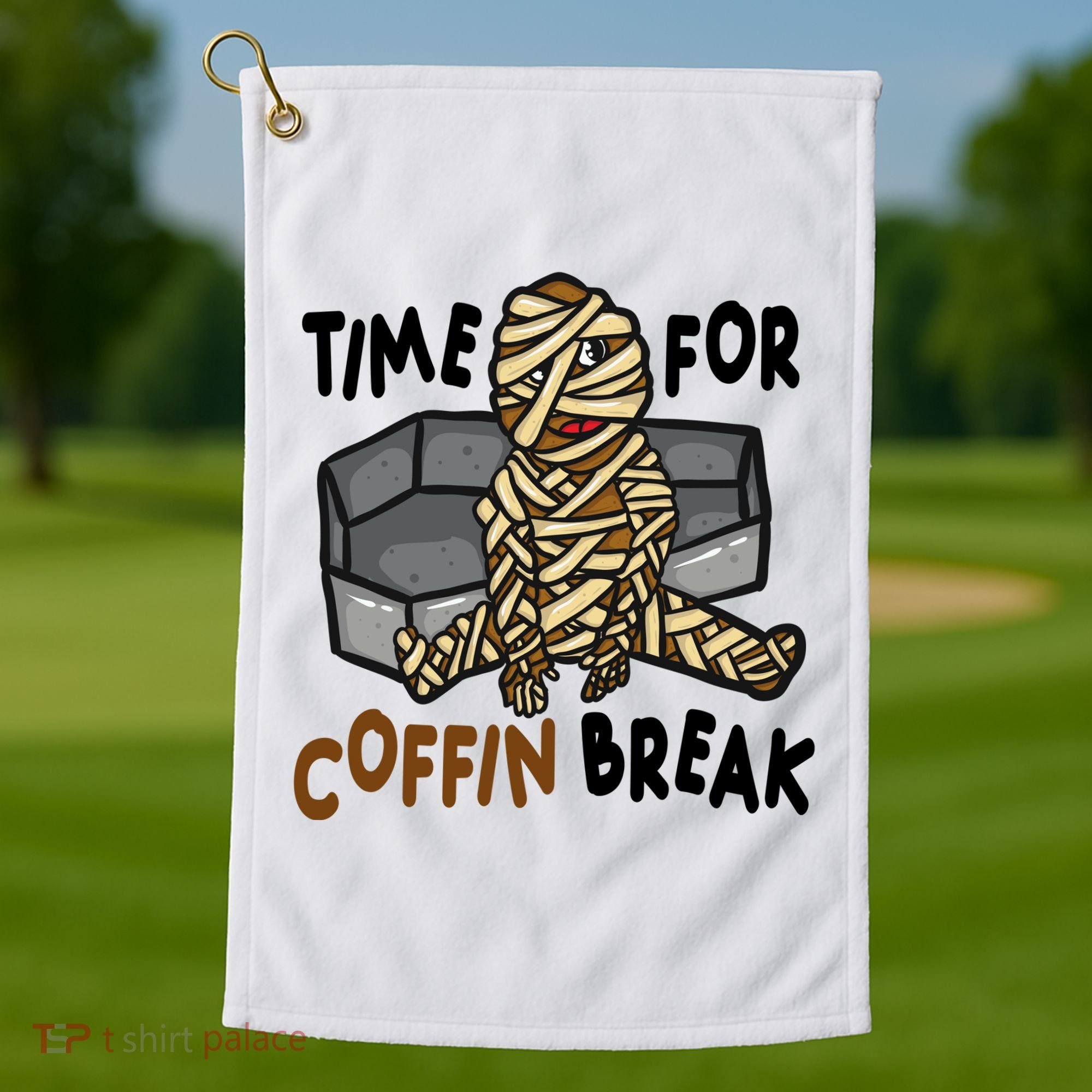 Time For Coffin Break Zombie Funny Golf Towel
