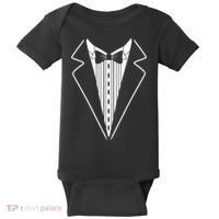 Tuxedo Formal Classic Black White Tux Baby Bodysuit thumb 0