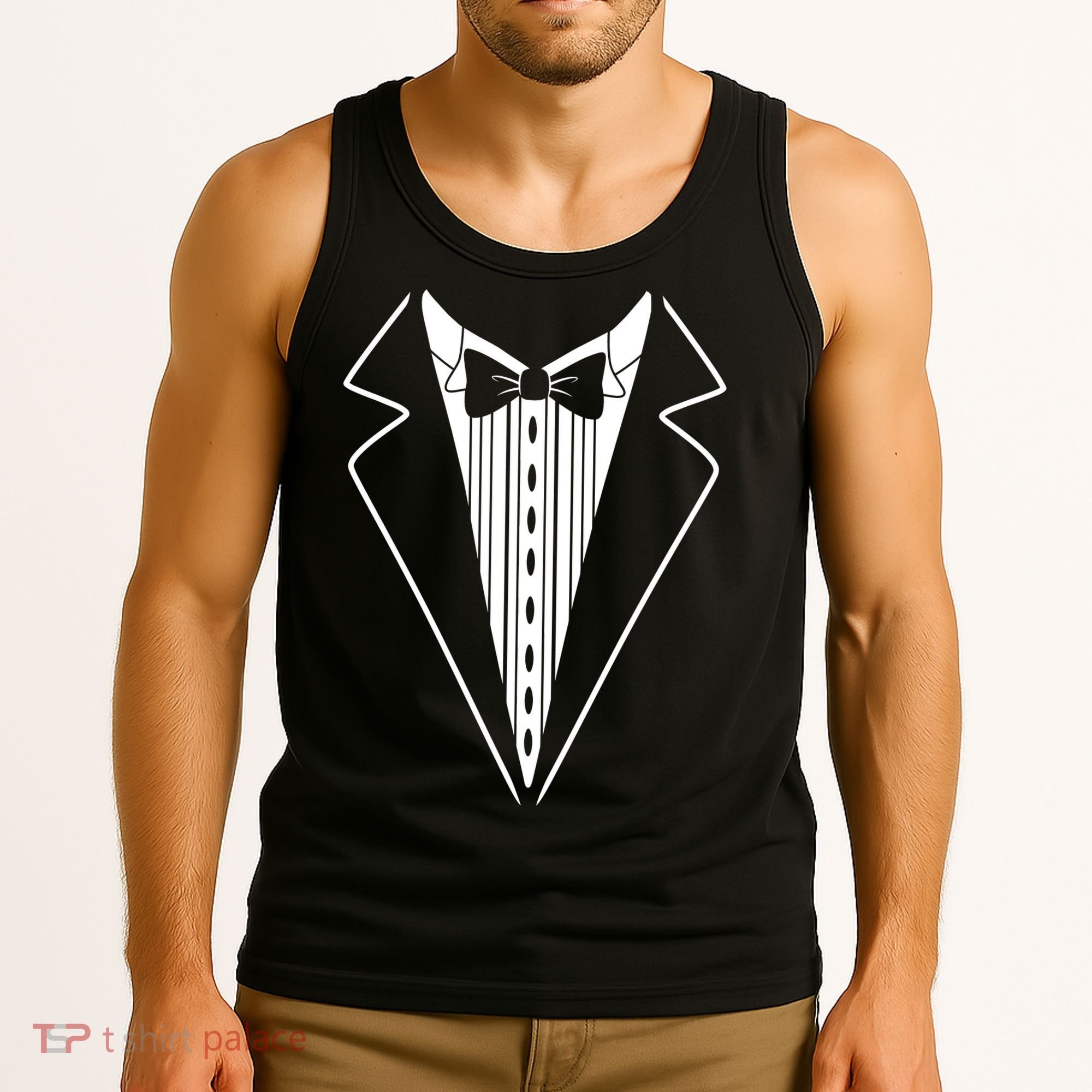 Tuxedo Formal Classic Black White Tux Tank Top