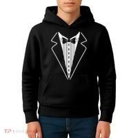 Tuxedo Formal Classic Black White Tux Kids Hoodie thumb 4