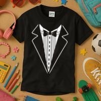 Tuxedo Formal Classic Black White Tux Kids T-Shirt thumb 3