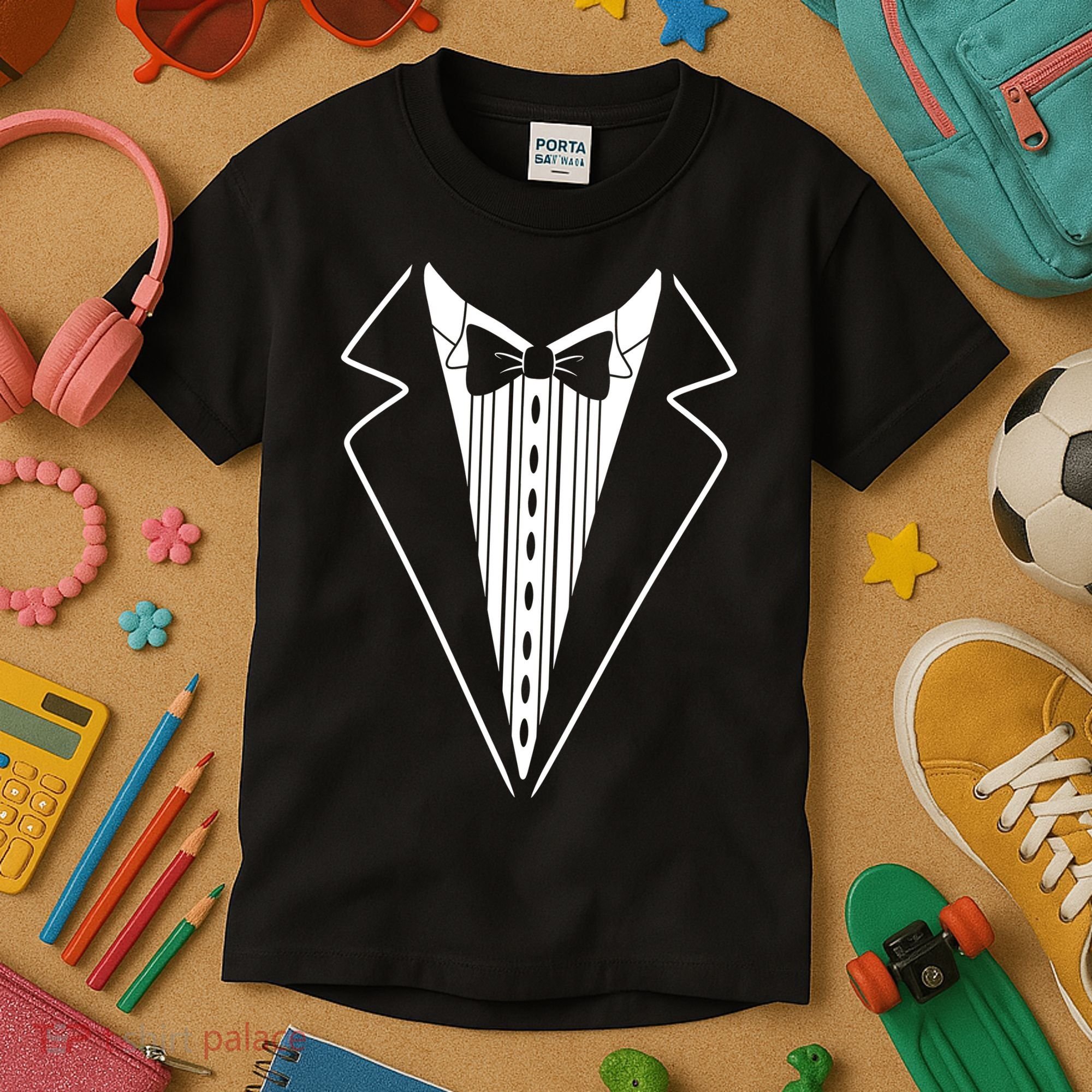Tuxedo Formal Classic Black White Tux Kids T-Shirt