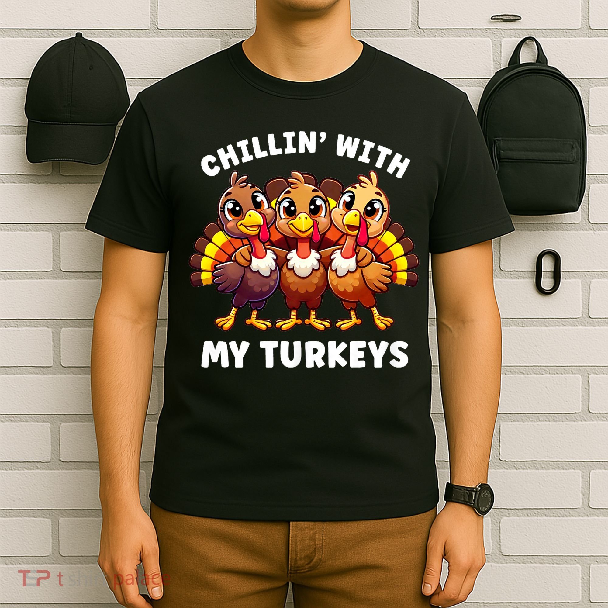 Thanksgiving Family Chillin With My Turkeys Funny T-Shirt