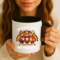 Thanksgiving Family Chillin With My Turkeys Funny Coffee Mug thumb 3