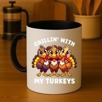 Thanksgiving Family Chillin With My Turkeys Funny Coffee Mug thumb 4