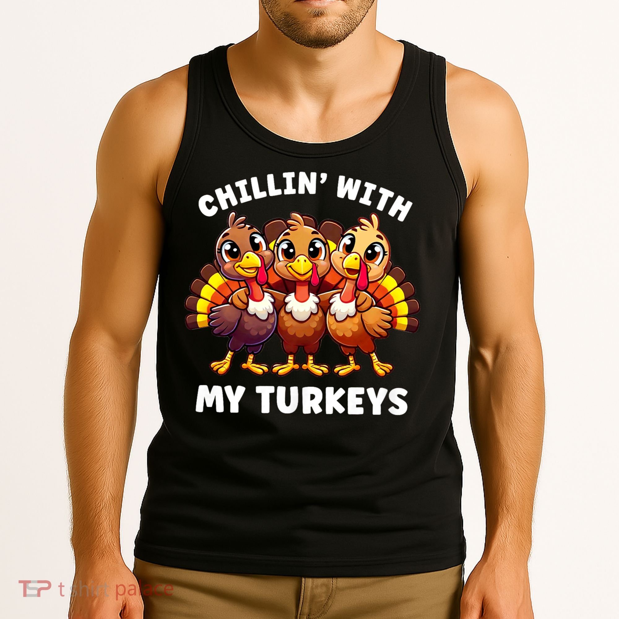 Thanksgiving Family Chillin With My Turkeys Funny Tank Top