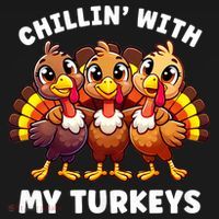 Thanksgiving Family Chillin With My Turkeys Funny Kids Sweatshirt thumb 2