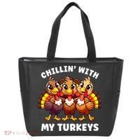 Thanksgiving Family Chillin With My Turkeys Funny Tote Bag thumb 0