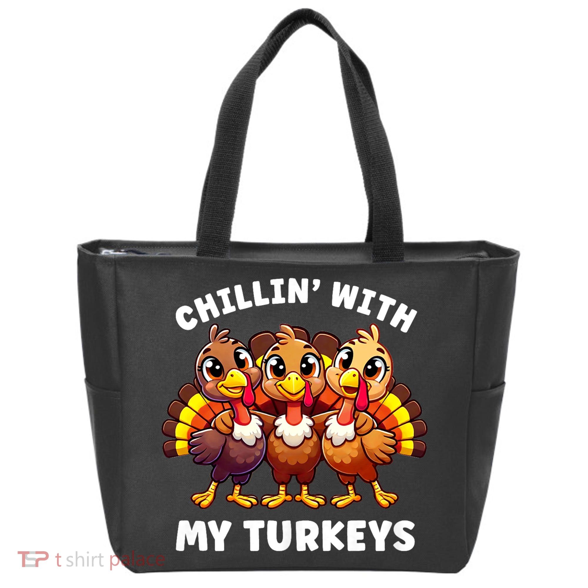 Thanksgiving Family Chillin With My Turkeys Funny Tote Bag