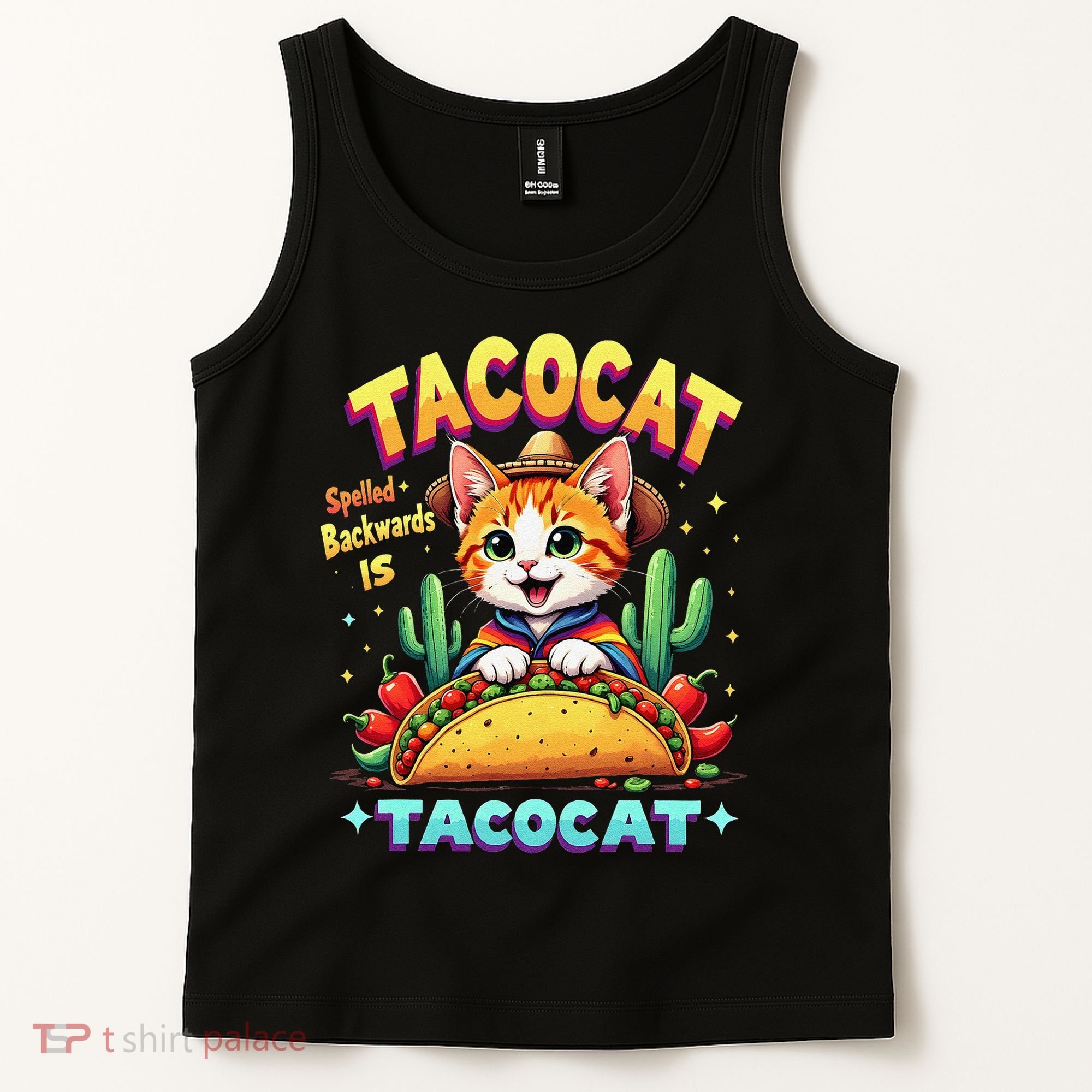 Tacocat Food Cat Lover Spelled Backward Is Tacocat Mexican Tank Top