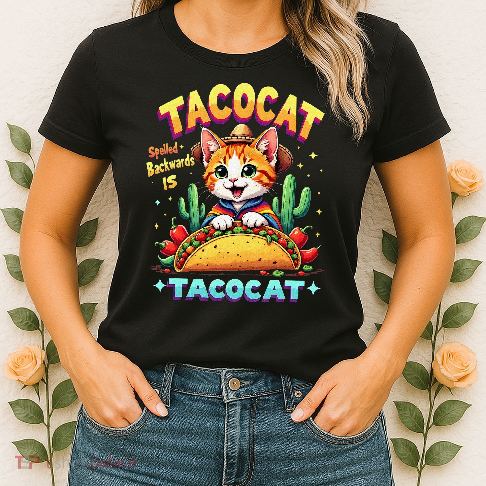 Tacocat Food Cat Lover Spelled Backward Is Tacocat Mexican Women's T-Shirt