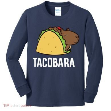Tacobara Funny Capybara Tacos Kids Long Sleeve Shirt