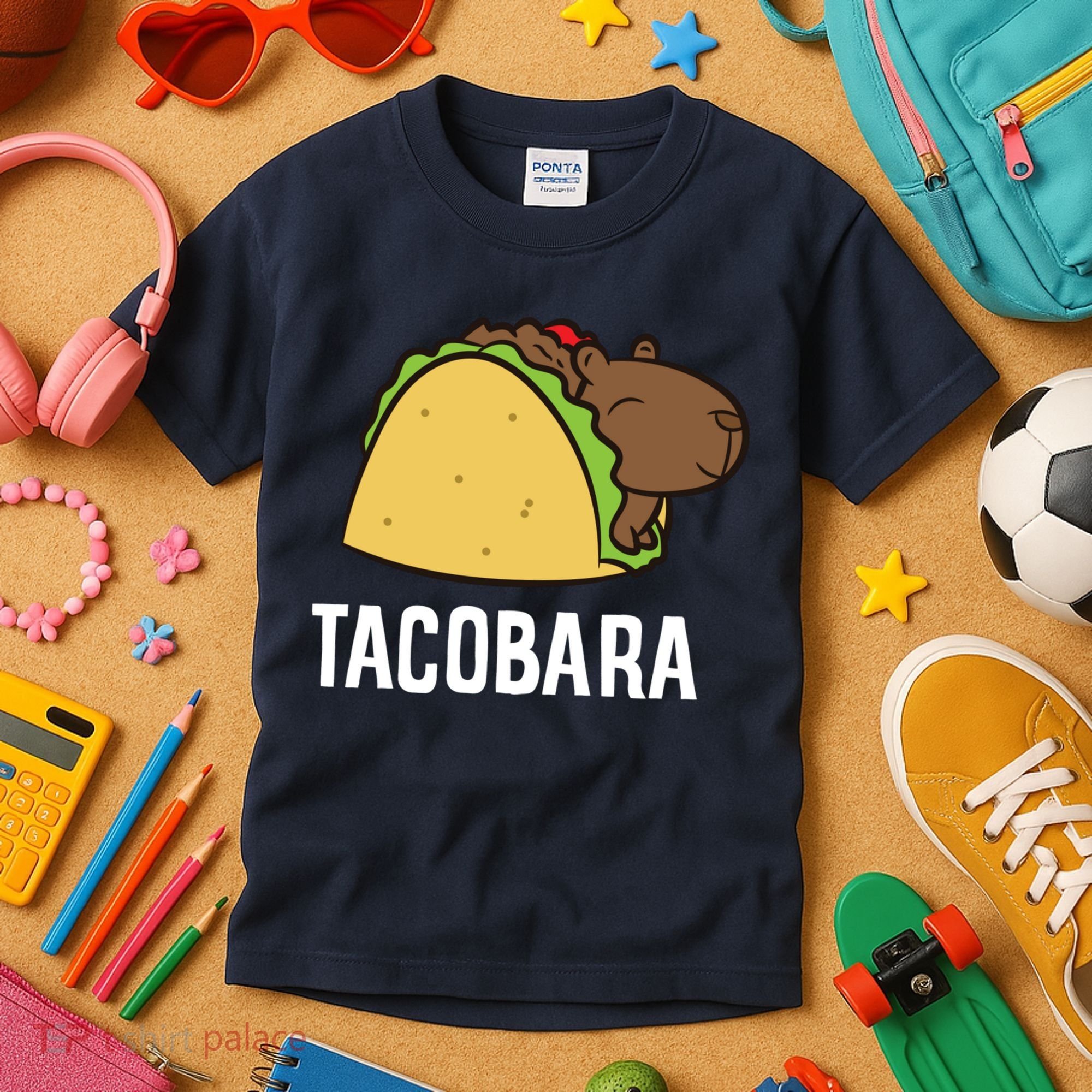 Tacobara Funny Capybara Tacos Kids T-Shirt