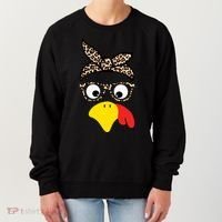 Turkey Face Cheetah Cute Thanksgiving Women's Sweatshirt thumb 0
