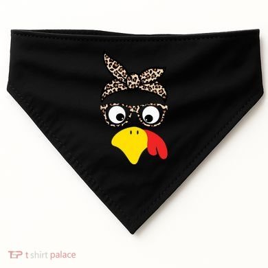 Turkey Face Cheetah Cute Thanksgiving USA-Made Doggie Bandana