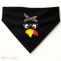Turkey Face Cheetah Cute Thanksgiving USA-Made Doggie Bandana thumb 0