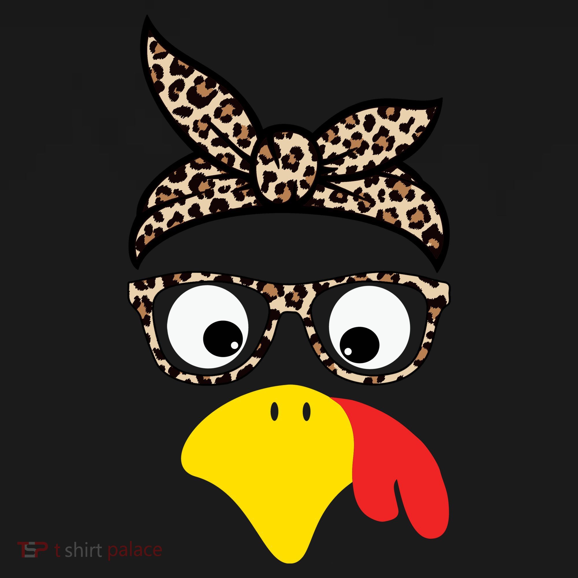 Turkey Face Cheetah Cute Thanksgiving USA-Made Doggie Bandana