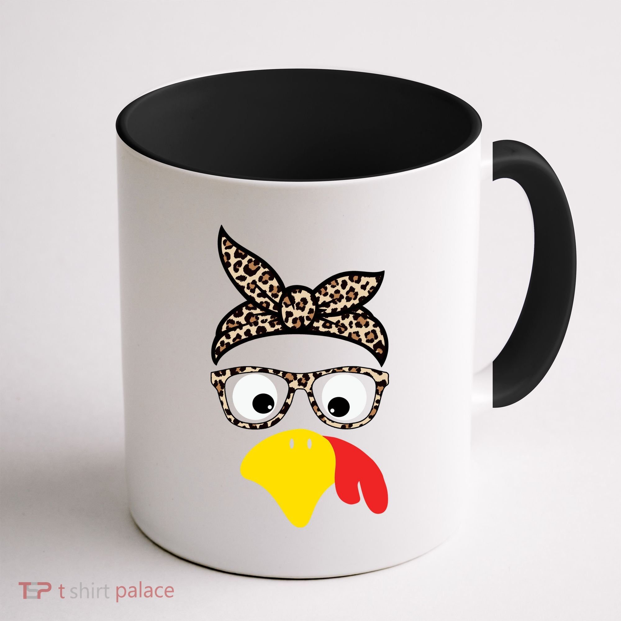 Turkey Face Cheetah Cute Thanksgiving Coffee Mug