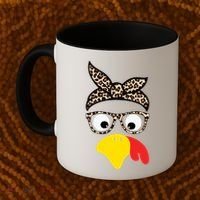 Turkey Face Cheetah Cute Thanksgiving Coffee Mug thumb 2