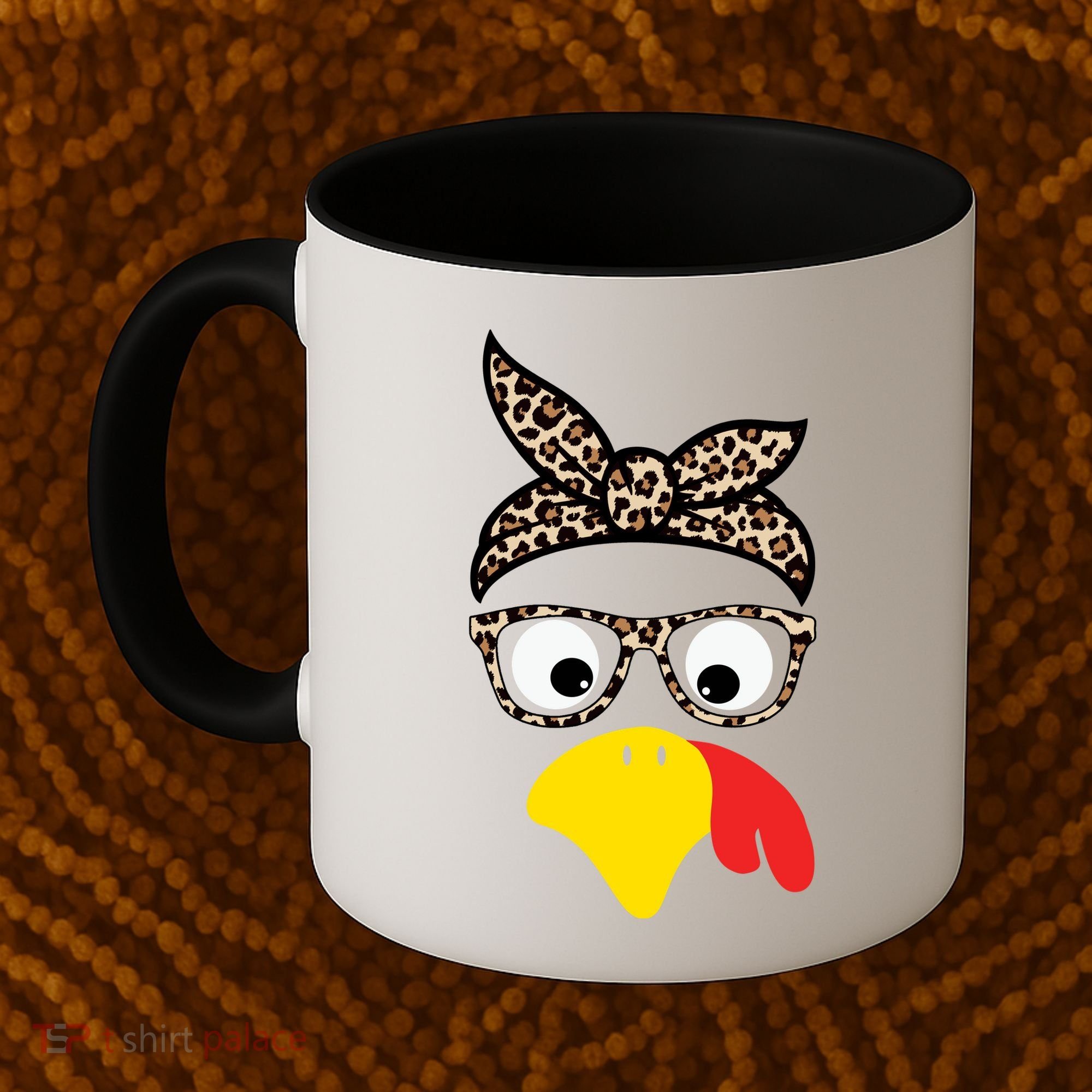 Turkey Face Cheetah Cute Thanksgiving Coffee Mug