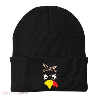 Turkey Face Cheetah Cute Thanksgiving Beanie