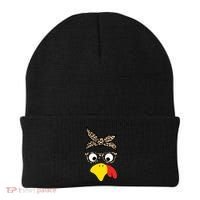 Turkey Face Cheetah Cute Thanksgiving Beanie thumb 0